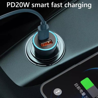 2pcs PD 20W Aluminum Alloy Dual Interface Car Fast Charger (Black) - Car Charger by PMC Jewellery | Online Shopping South Africa | PMC Jewellery