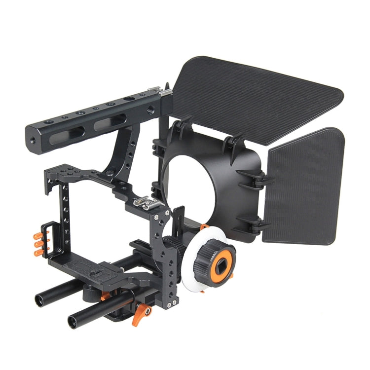 YELANGU YLG1105A A7 Cage Set Include Video Camera Cage Stabilizer / Follow Focus / Matte Box for Sony GH4 / A7S / A7 / A7R / A72 / A7RII / A7SII / A6000 / A6500 / A6300 / A7R3 / A7S3 / A7R4  (Orange) - Shoulder Rigs by YELANGU | Online Shopping South Africa | PMC Jewellery | Buy Now Pay Later Mobicred