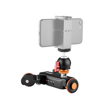 YELANGU L4X-BC Camera Wheel Dolly II Electric Track Slider 3-Wheel Video Pulley Rolling Dolly Car with Ballhead, Load: 3kg (Black) - Camera Dolly by YELANGU | Online Shopping South Africa | PMC Jewellery | Buy Now Pay Later Mobicred