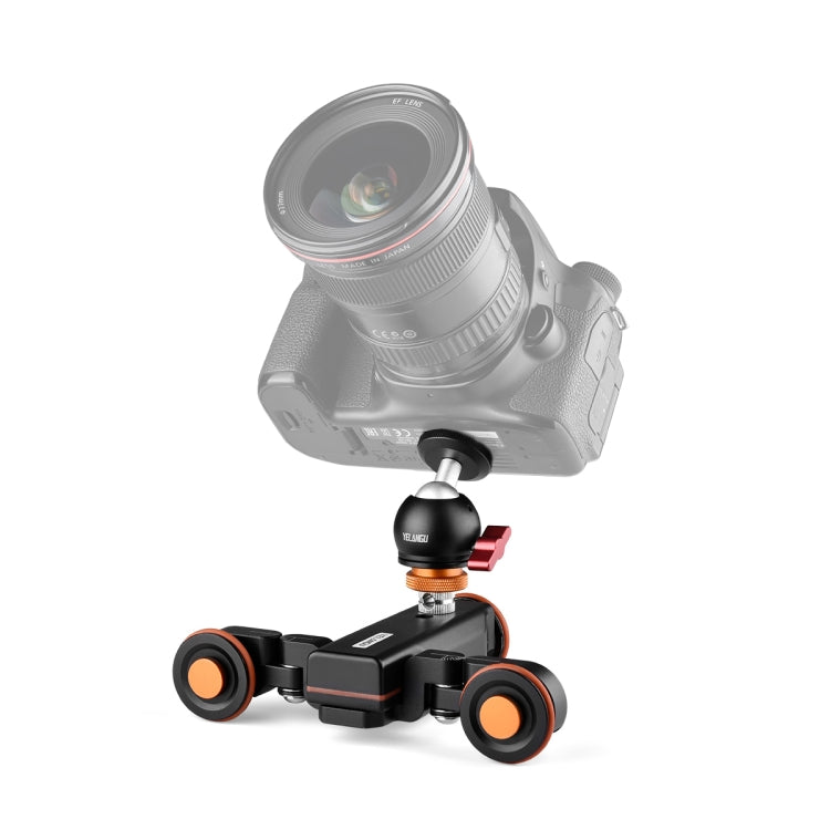 YELANGU L4X-BC Camera Wheel Dolly II Electric Track Slider 3-Wheel Video Pulley Rolling Dolly Car with Ballhead, Load: 3kg (Black) - Camera Dolly by YELANGU | Online Shopping South Africa | PMC Jewellery | Buy Now Pay Later Mobicred