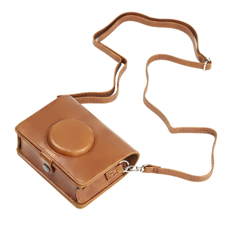 Retro Full Body Camera PU Leather Case Bag with Strap for FUJIFILM instax mini Evo(Brown) - Leather Bag by PMC TechLife | Online Shopping South Africa | PMC TechLife | Buy Now Pay Later Mobicred