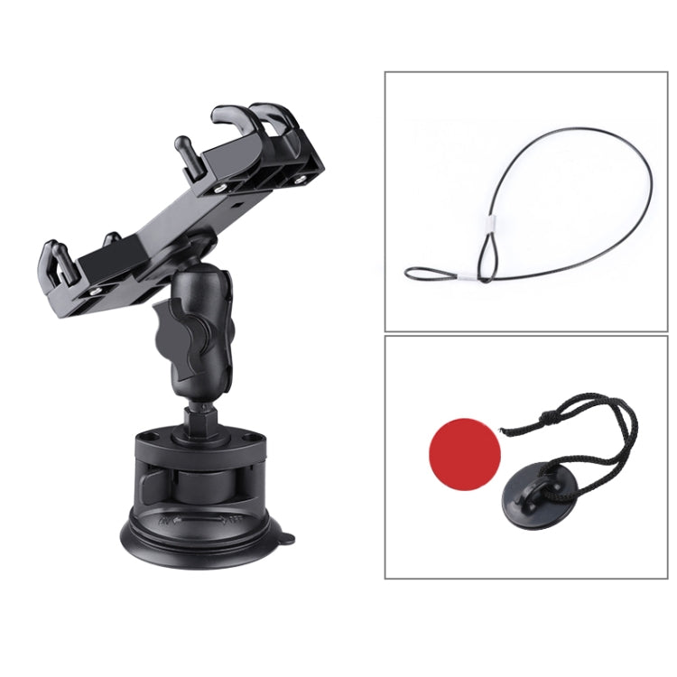 Single Suction Cup Mount Phone Holder with Tripod Adapter & Steel Tether & Safety Buckle (Black) - Car Holders by PMC Jewellery | Online Shopping South Africa | PMC Jewellery