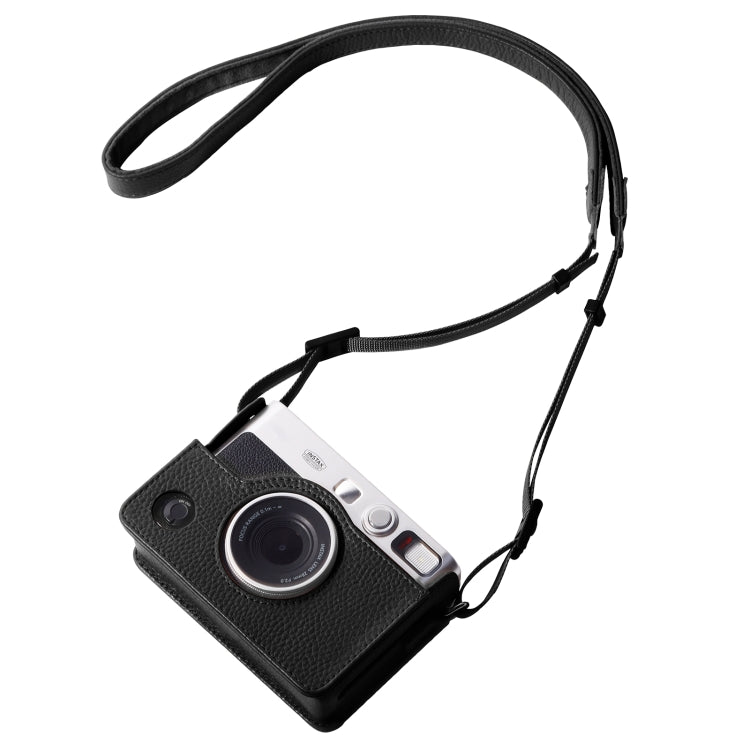 For FUJIFILM instax mini Evo Full Body Camera Genuine Leather Case Bag with Strap(Black) - Leather Bag by PMC TechLife | Online Shopping South Africa | PMC TechLife
