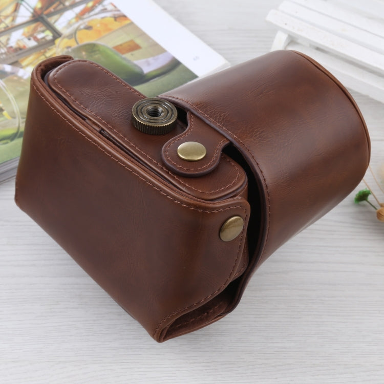 Full Body Camera PU Leather Case Bag with Strap for Olympus E-PL3 / E-PM1 (Coffee) - Leather Bag by PMC TechLife | Online Shopping South Africa | PMC TechLife | Buy Now Pay Later Mobicred