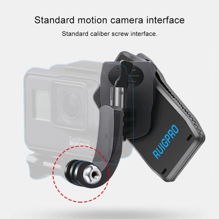 RUIGPRO 360 Degree Rotation J-Type Backpack Rec-Mounts Clip Clamp Mount with Screw for GoPro HERO9 Black / HERO8 Black /HERO7 /6 /5, DJI Osmo Action, Xiaoyi and Other Action Cameras -  by RUIGPRO | Online Shopping South Africa | PMC Jewellery