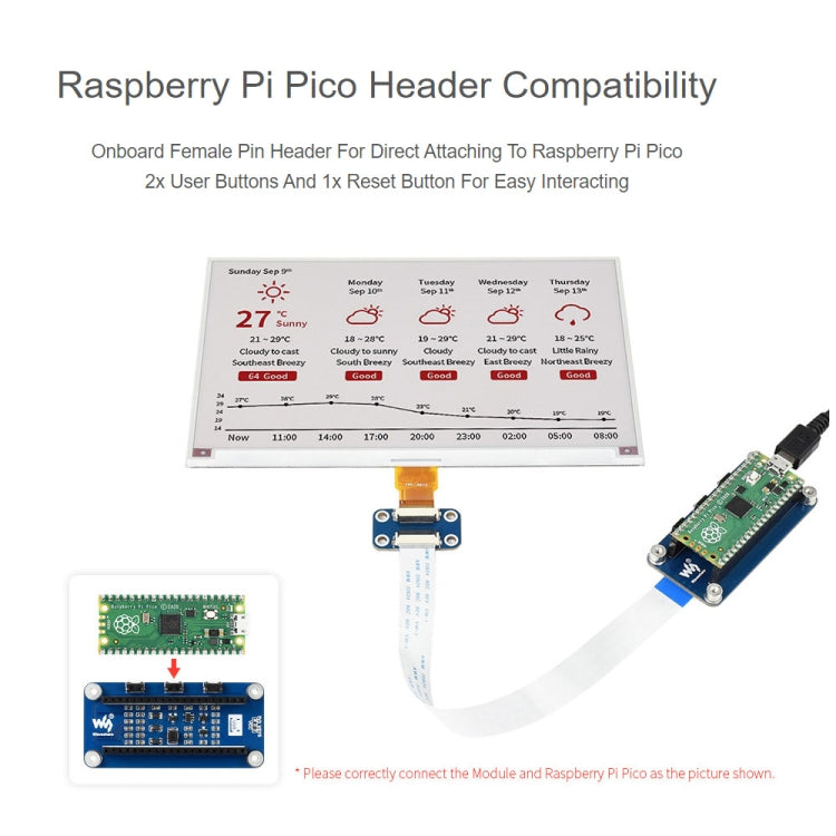 Waveshare 7.5 inch 800x480 Pixel Red Black White E-Paper E-Ink Display Module (B) for Raspberry Pi Pico, SPI Interface - free shipping - PMC TechLife - Order now!