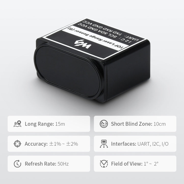 Waveshare TOF Laser Range Sensor (B), UART / I2C Bus (Black) - Modules Expansions Accessories by WAVESHARE | Online Shopping South Africa | PMC Jewellery | Buy Now Pay Later Mobicred