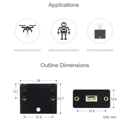 Waveshare TOF Laser Range Sensor (B), UART / I2C Bus (Black) - Modules Expansions Accessories by WAVESHARE | Online Shopping South Africa | PMC Jewellery | Buy Now Pay Later Mobicred