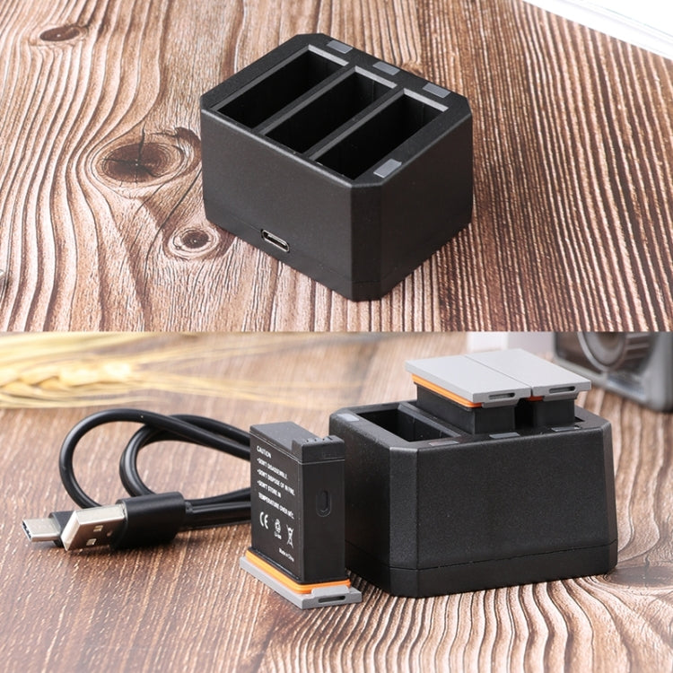 USB Triple Batteries Charger with LED Indicator Light for DJI OSMO Action(Black) - Cable & Charger by PMC TechLife | Online Shopping South Africa | PMC TechLife | Buy Now Pay Later Mobicred