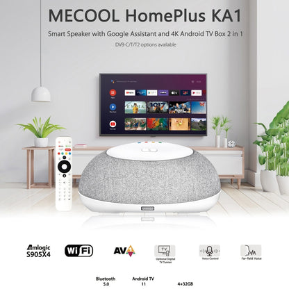 MECOOL KA1 Smart TV Speaker Android 11 TV Box with Remote Control, Amlogic S905X4 Quad Core Cortex-A55, 4GB+32GB, Dual-Band / Bluetooth / Ethernet / DVB-T/T2 / DVB-C(UK Plug) - Amlogic S905 by MECOOL | Online Shopping South Africa | PMC Jewellery | Buy Now Pay Later Mobicred