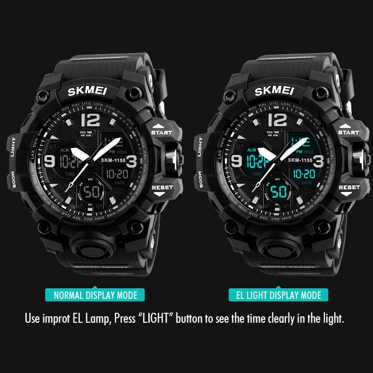 SKMEI 1155B Multifunctional Men Outdoor Sports Noctilucent Waterproof Large Dial Wrist Watch(Black) - Sport Watches by SKMEI | Online Shopping South Africa | PMC Jewellery | Buy Now Pay Later Mobicred