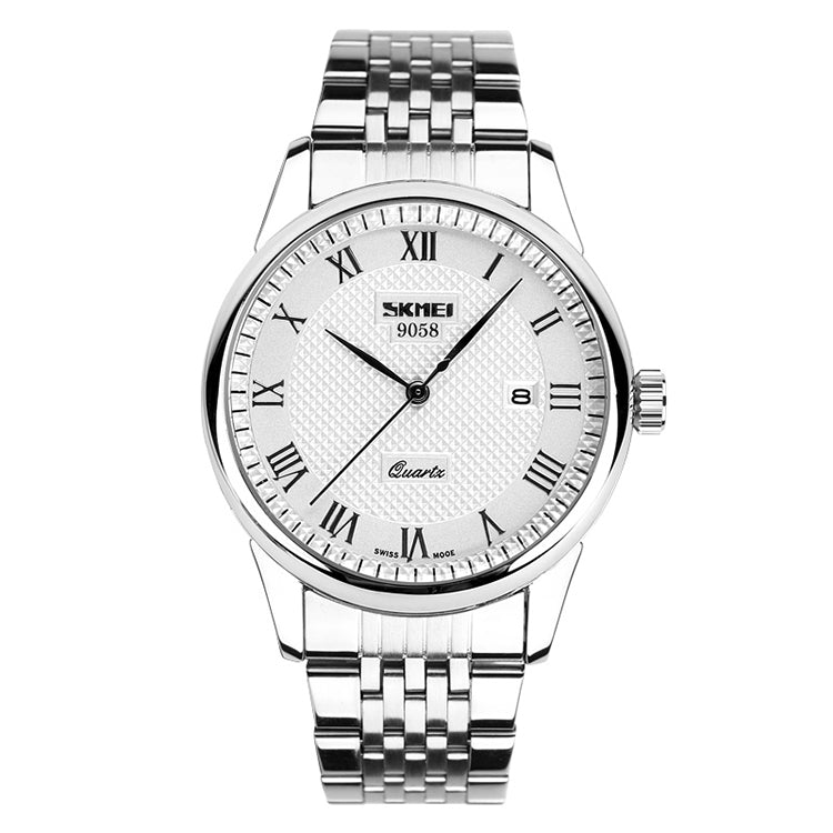 SKMEI 9058 Multifunctional Outdoor Fashion Waterproof Steel Strip Quartz Wrist Watch(Men Style White) - Metal Strap Watches by SKMEI | Online Shopping South Africa | PMC Jewellery | Buy Now Pay Later Mobicred