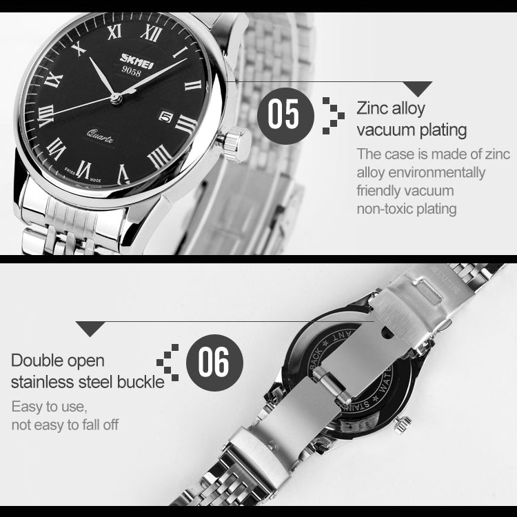 SKMEI 9058 Multifunctional Outdoor Fashion Waterproof Steel Strip Quartz Wrist Watch(Men Style Blue) - Metal Strap Watches by SKMEI | Online Shopping South Africa | PMC Jewellery | Buy Now Pay Later Mobicred