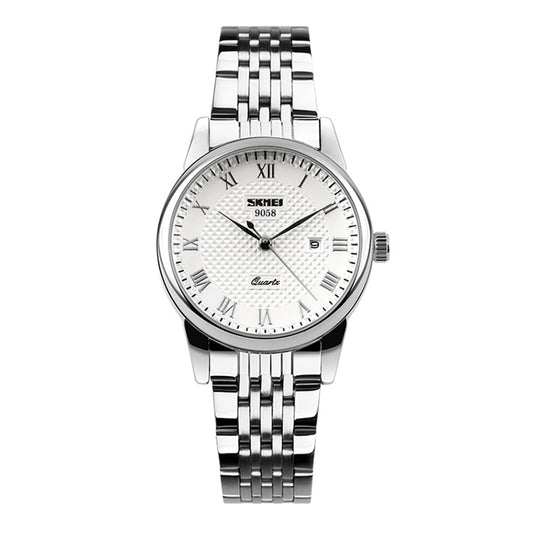 SKMEI 9058 Multifunctional Outdoor Fashion Waterproof Steel Strip Quartz Wrist Watch(Women Style White) - Metal Strap Watches by SKMEI | Online Shopping South Africa | PMC Jewellery | Buy Now Pay Later Mobicred