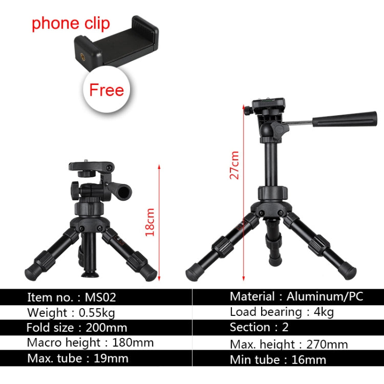 BEXIN MS02 Small Lightweight Tabletop Camera Tripod for Phone Dslr Camera - Tripods by BEXIN | Online Shopping South Africa | PMC Jewellery | Buy Now Pay Later Mobicred