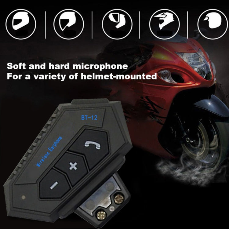 BT12 Motorcycle Helmet Bluetooth Headset Motorcycle Intercom Bluetooth Headset - Motorcycle Walkie Talkie by PMC Jewellery | Online Shopping South Africa | PMC Jewellery