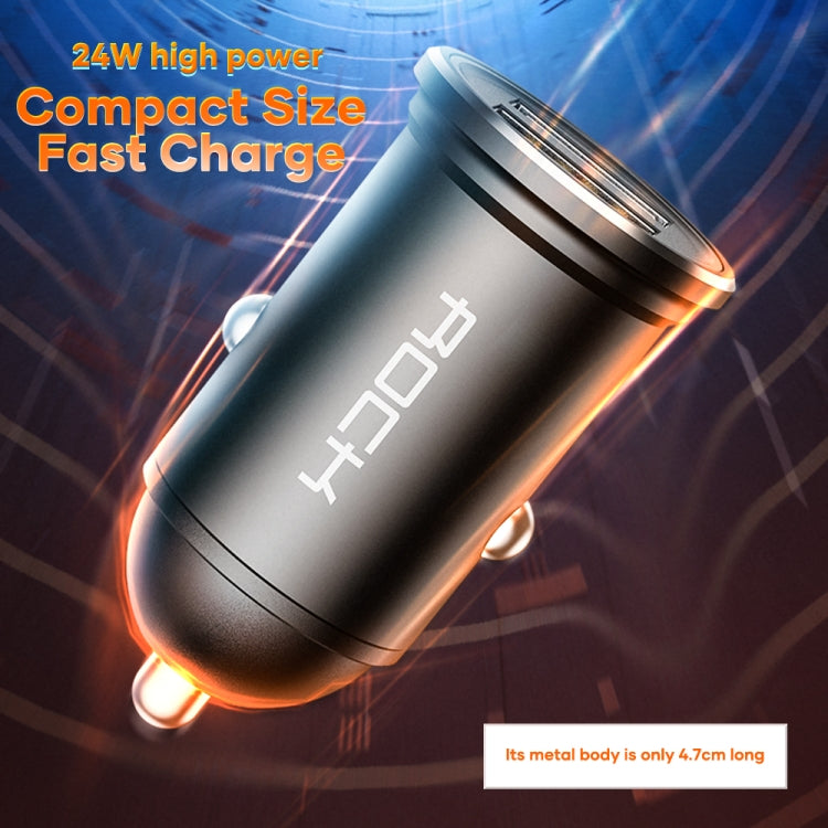 ROCK H11 4.8A 24W Mini Dual USB Car Charger(Black) - Car Charger by ROCK | Online Shopping South Africa | PMC TechLife