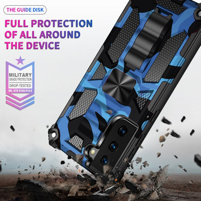 For Samsung Galaxy S21 Ultra 5G Camouflage Armor Shockproof TPU + PC Magnetic Protective Case with Holder(Dark Blue) - Galaxy S21 Ultra 5G Cases by PMC Jewellery | Online Shopping South Africa | PMC Jewellery