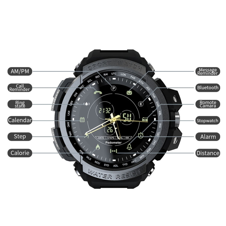 Lokmat MK28 1.4 inch FSTN Screen IP68 Waterproof Smart Watch, Support Information Reminder / Remote Camera / Sport Record(Black) - Smart Watches by Lokmat | Online Shopping South Africa | PMC Jewellery | Buy Now Pay Later Mobicred