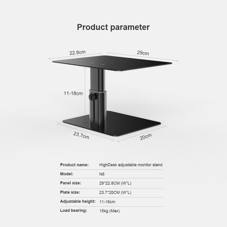 NILLKIN N6 Adjustable High Desk Laptop Monitor Stand Holder (Silver) - Laptop Stand by NILLKIN | Online Shopping South Africa | PMC Jewellery | Buy Now Pay Later Mobicred