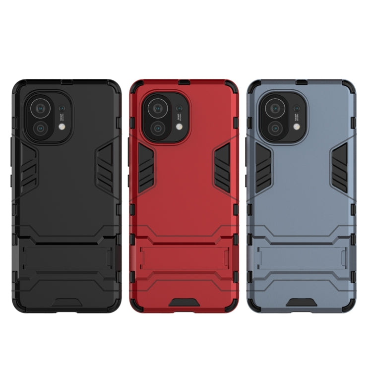 For Xiaomi Mi 11 PC + TPU Shockproof Protective Case with Holder(Black) - Xiaomi Cases by PMC TechLife | Online Shopping South Africa | PMC TechLife | Buy Now Pay Later Mobicred