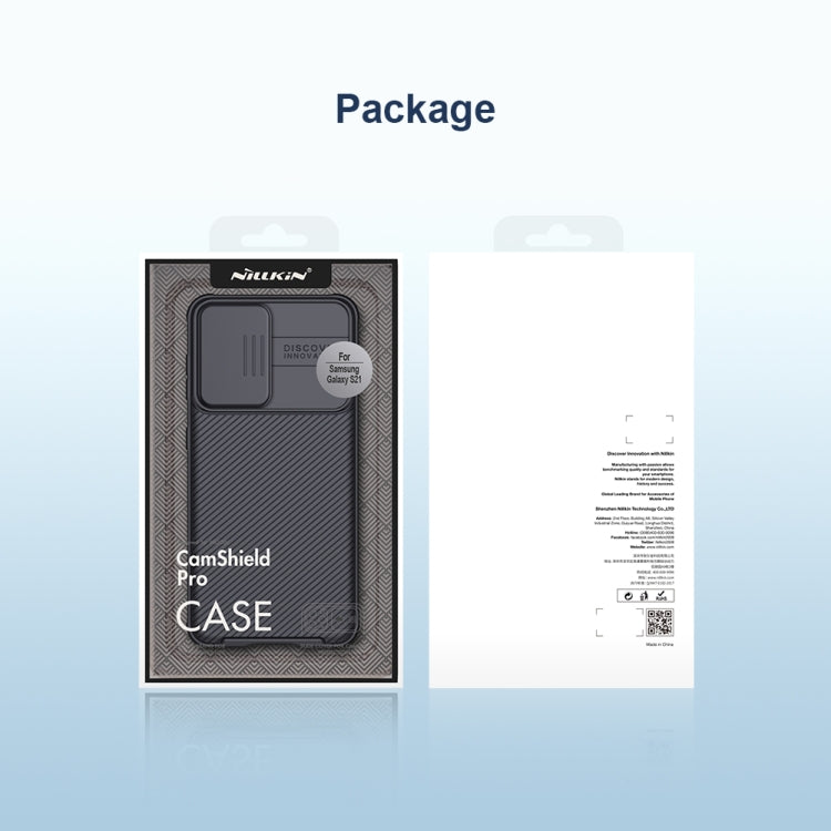 For Samsung Galaxy S21 5G NILLKIN Black Mirror Pro Series Camshield Full Coverage Dust-proof Scratch Resistant Phone Case(Blue) - free shipping - PMC TechLife - Order now!