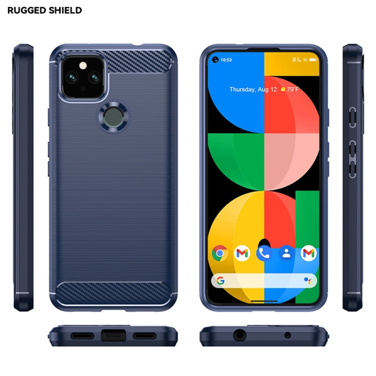 For Google Pixel 5a Brushed Texture Carbon Fiber TPU Case(Navy Blue) - Google Cases by PMC Jewellery | Online Shopping South Africa | PMC Jewellery