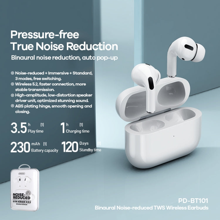 Remax Proda PD-BT101 Binaural Noise Canceling TWS True Wireless Earphone(White) - TWS Earphone by REMAX | Online Shopping South Africa | PMC Jewellery