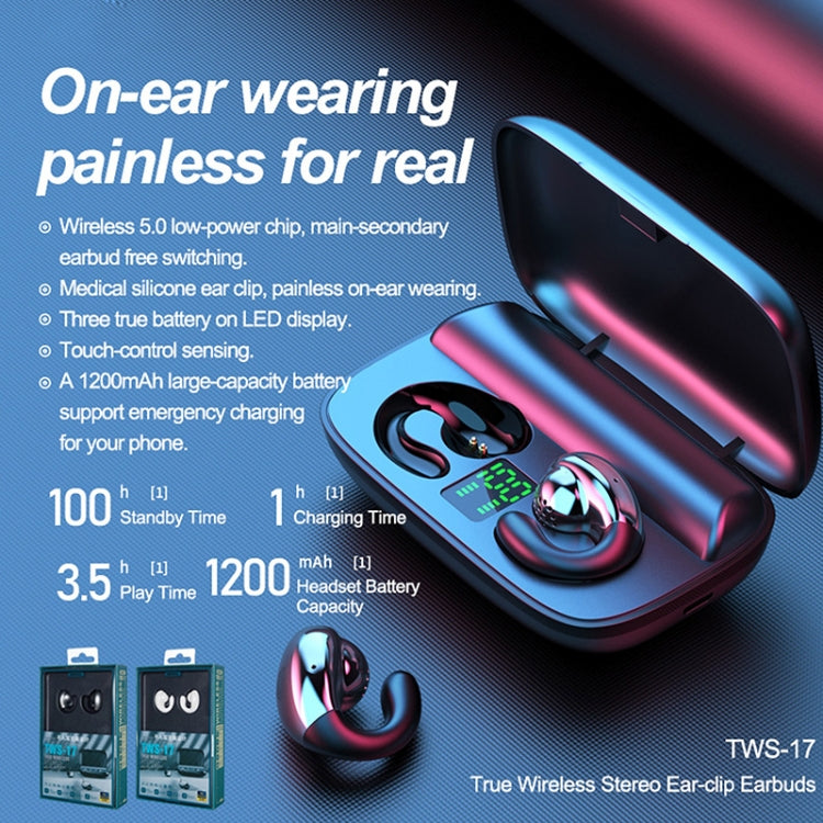 Remax TWS-17 Bluetooth 5.0 Ear Clip Style True Wireless Stereo Bluetooth Earphone(White) - TWS Earphone by REMAX | Online Shopping South Africa | PMC Jewellery