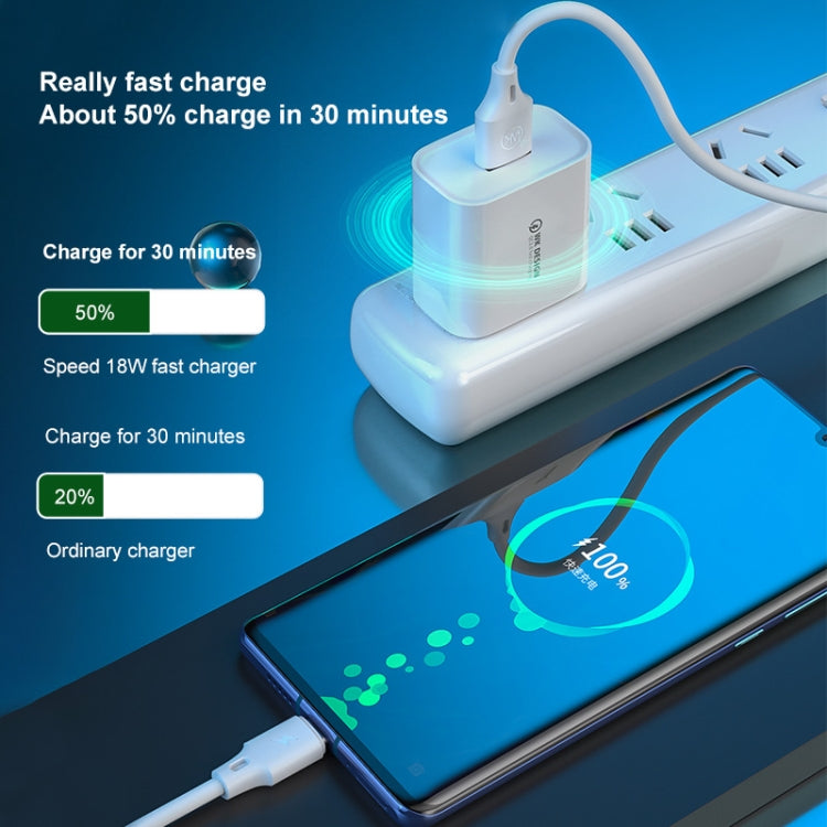 WK WP-U57 Max 18W Maxspeed QC3.0 Fast Charger + USB to 8 Pin Data Cable, Plug Type:EU Plug - free shipping - PMC TechLife - Order now!