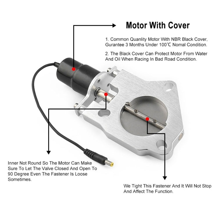 Universal Car Stainless Steel Racing Electric Exhaust Cutout Valves Control Motor, Size:3 inch - Exhaust Pipes by PMC Jewellery | Online Shopping South Africa | PMC Jewellery