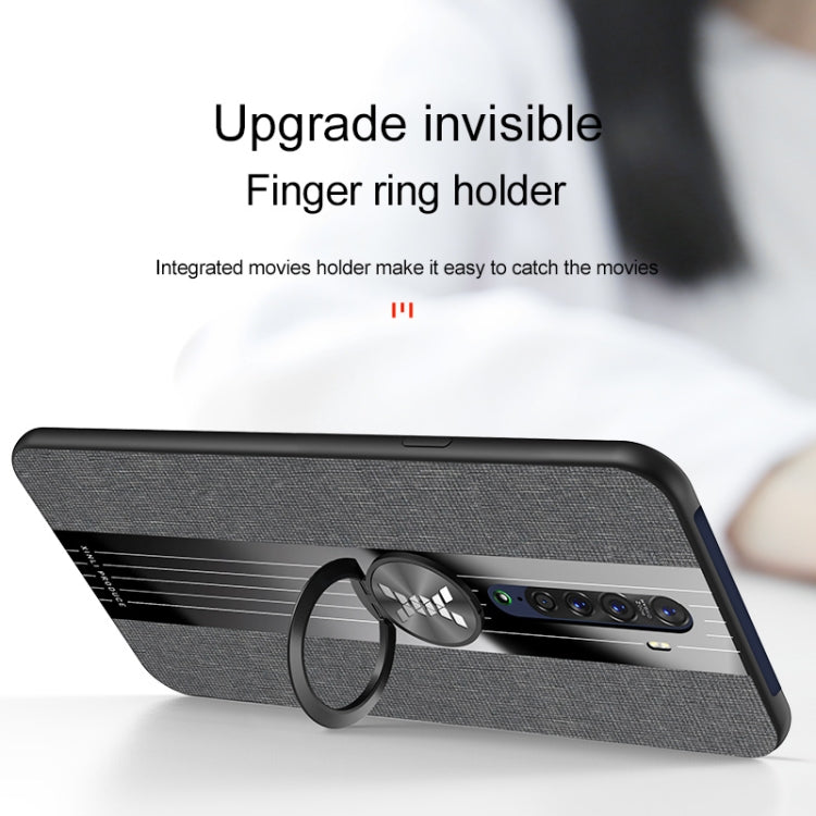 For OPPO Reno 2 XINLI Stitching Cloth Textue Shockproof TPU Protective Case with Ring Holder(Grey) - OPPO Cases by XINLI | Online Shopping South Africa | PMC TechLife | Buy Now Pay Later Mobicred