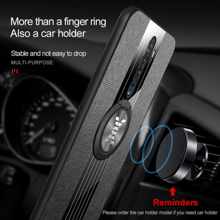 For OPPO Reno 2 XINLI Stitching Cloth Textue Shockproof TPU Protective Case with Ring Holder(Grey) - OPPO Cases by XINLI | Online Shopping South Africa | PMC TechLife | Buy Now Pay Later Mobicred