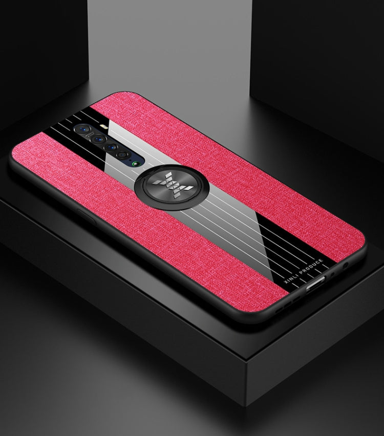 For OPPO Reno 2 XINLI Stitching Cloth Textue Shockproof TPU Protective Case with Ring Holder(Red) - OPPO Cases by XINLI | Online Shopping South Africa | PMC TechLife | Buy Now Pay Later Mobicred