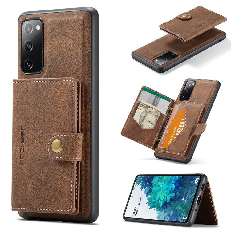 For Samsung Galaxy S20 FE JEEHOOD Retro Magnetic Detachable Protective Case with Wallet & Card Slot & Holder(Brown) - Galaxy S20 FE Cases by JEEHOOD | Online Shopping South Africa | PMC Jewellery | Buy Now Pay Later Mobicred