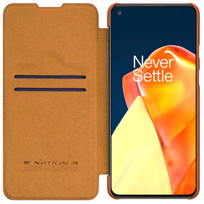 For OnePlus 9R NILLKIN QIN Series Crazy Horse Texture Horizontal Flip Leather Case with Card Slot(Brown) - OnePlus Cases by NILLKIN | Online Shopping South Africa | PMC Jewellery