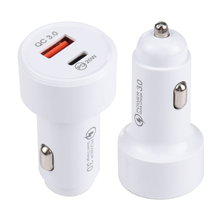 LZ-201 PD 20W USB-C / Type-C + QC 3.0 USB Mini Fast Car Charger(White) - Car Charger by PMC Jewellery | Online Shopping South Africa | PMC Jewellery