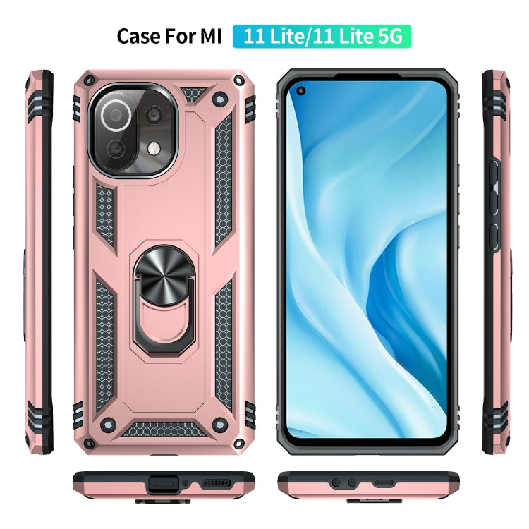 For Xiaomi Mi 11 Lite 5G Shockproof TPU + PC Protective Case with 360 Degree Rotating Holder(Rose Gold) - free shipping - PMC TechLife - Order now!