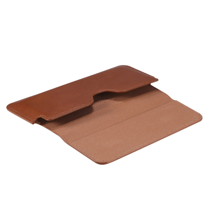 Universal Cow Leather Horizontal Mobile Phone Leather Case Waist Bag For 7.2 inch and Below Phones(Brown) - More iPhone Cases by PMC TechLife | Online Shopping South Africa | PMC TechLife | Buy Now Pay Later Mobicred