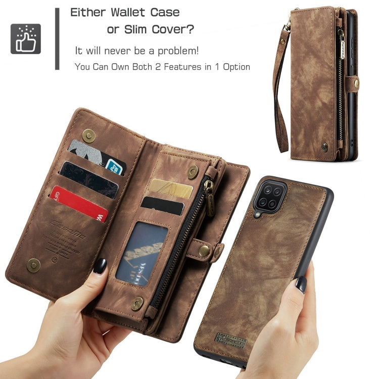 For Samsung Galaxy A12 CaseMe Detachable Multifunctional Horizontal Flip Leather Case, with Card Slot & Holder & Zipper Wallet & Photo Frame(Brown) - Galaxy Phone Cases by CaseMe | Online Shopping South Africa | PMC Jewellery | Buy Now Pay Later Mobicred