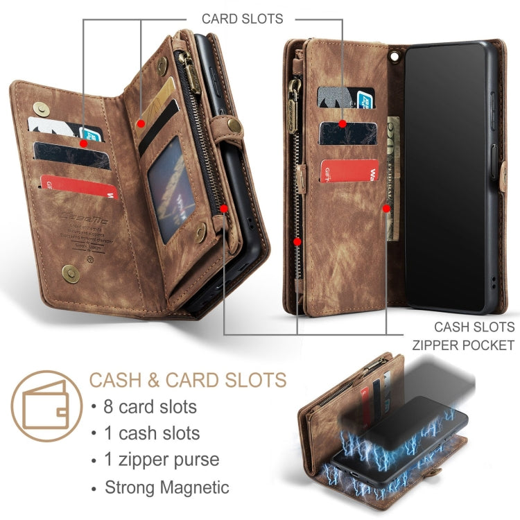 For Samsung Galaxy A12 CaseMe Detachable Multifunctional Horizontal Flip Leather Case, with Card Slot & Holder & Zipper Wallet & Photo Frame(Brown) - Galaxy Phone Cases by CaseMe | Online Shopping South Africa | PMC Jewellery | Buy Now Pay Later Mobicred