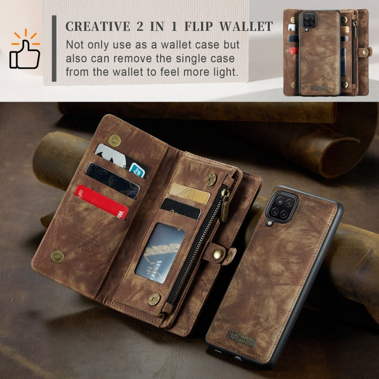 For Samsung Galaxy A12 CaseMe Detachable Multifunctional Horizontal Flip Leather Case, with Card Slot & Holder & Zipper Wallet & Photo Frame(Brown) - Galaxy Phone Cases by CaseMe | Online Shopping South Africa | PMC Jewellery | Buy Now Pay Later Mobicred