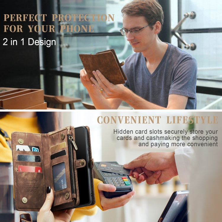 For Samsung Galaxy A12 CaseMe Detachable Multifunctional Horizontal Flip Leather Case, with Card Slot & Holder & Zipper Wallet & Photo Frame(Brown) - Galaxy Phone Cases by CaseMe | Online Shopping South Africa | PMC Jewellery | Buy Now Pay Later Mobicred