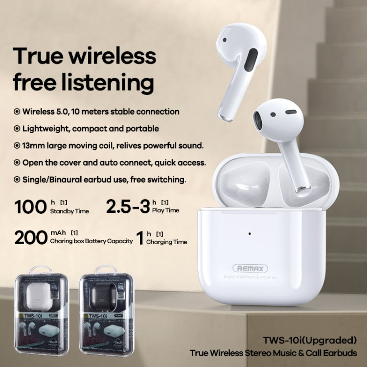 REMAX TWS-10i Enhanced Version Bluetooth 5.0 True Wireless Stereo Music Call Bluetooth Earphone(White) - TWS Earphone by REMAX | Online Shopping South Africa | PMC Jewellery | Buy Now Pay Later Mobicred