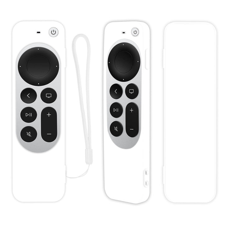 Silicone Protective Case Cover with Rope For Apple TV 4K 4th Siri Remote Controller(White) - Apple TV Accessories by PMC TechLife | Online Shopping South Africa | PMC TechLife