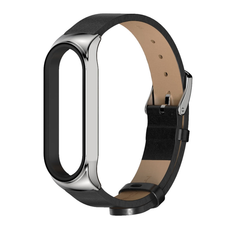 For Xiaomi Mi Band 6 / 5 / 4 / 3 Mijobs CS Microfiber Leather Watch Band(Black + Silver) - Watch Bands by MIJOBS | Online Shopping South Africa | PMC Jewellery | Buy Now Pay Later Mobicred