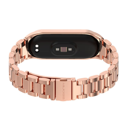 For Xiaomi Mi Band 6 / 5 / 4 / 3 Mijobs CS Metal Three Bead Stainless Steel Watch Band(Rose Gold) - Watch Bands by MIJOBS | Online Shopping South Africa | PMC Jewellery | Buy Now Pay Later Mobicred