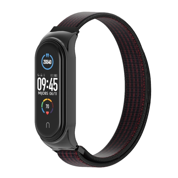 For Xiaomi Mi Band 6 / 5 / 4 / 3 Mijobs CS Breathable Nylon Watch Band(Black Red) - Watch Bands by MIJOBS | Online Shopping South Africa | PMC Jewellery | Buy Now Pay Later Mobicred