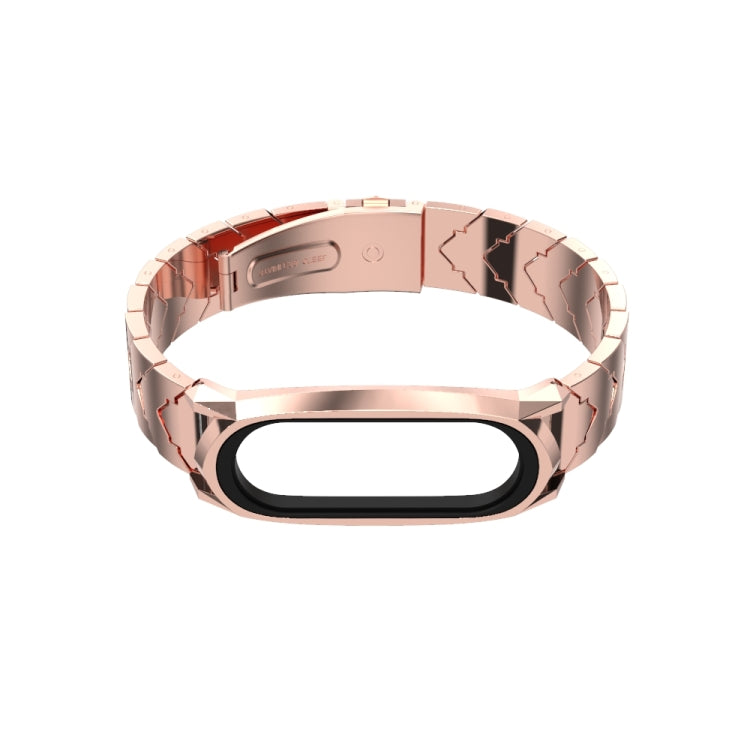 For Xiaomi Mi Band 6 / 5 / 4 / 3 Mijobs GT Metal Stainless Steel V Type Watch Band(Rose Gold) - Watch Bands by MIJOBS | Online Shopping South Africa | PMC Jewellery | Buy Now Pay Later Mobicred