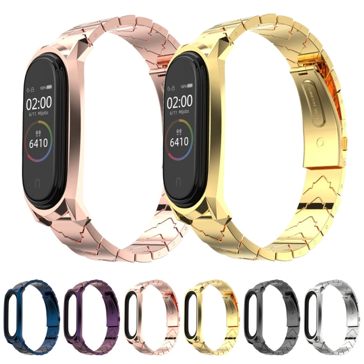 For Xiaomi Mi Band 6 / 5 / 4 / 3 Mijobs GT Metal Stainless Steel V Type Watch Band(Rose Gold) - Watch Bands by MIJOBS | Online Shopping South Africa | PMC Jewellery | Buy Now Pay Later Mobicred